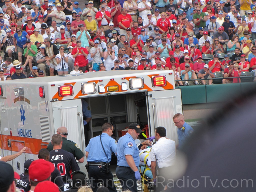 Luis Salazar is loaded into ambulance, March 9, 2011