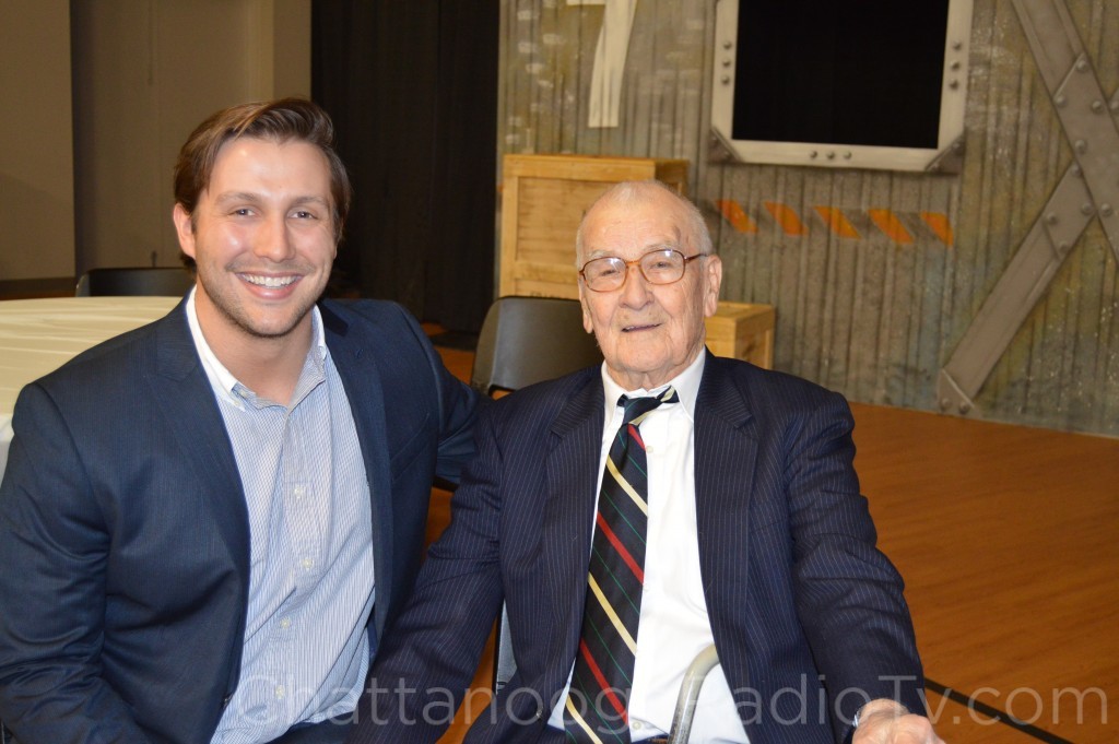 Kyle Ogle, and granddad Claude Ogle Sr. on his 100th birthday, Feb. 22, 2015