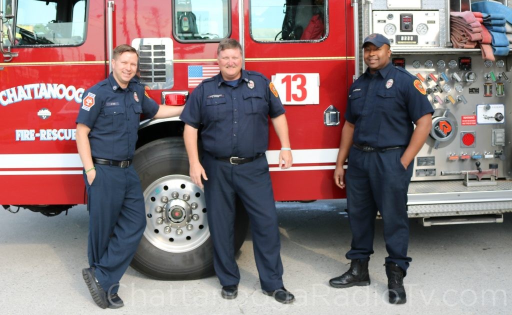 Firefighter Engineer Jason Dill, Lt. Jack Babb, and Firefighter Jameel "Jay" Abdullah